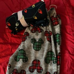 Kids Christmas pajama bottoms /fleece - size 12 - two pair